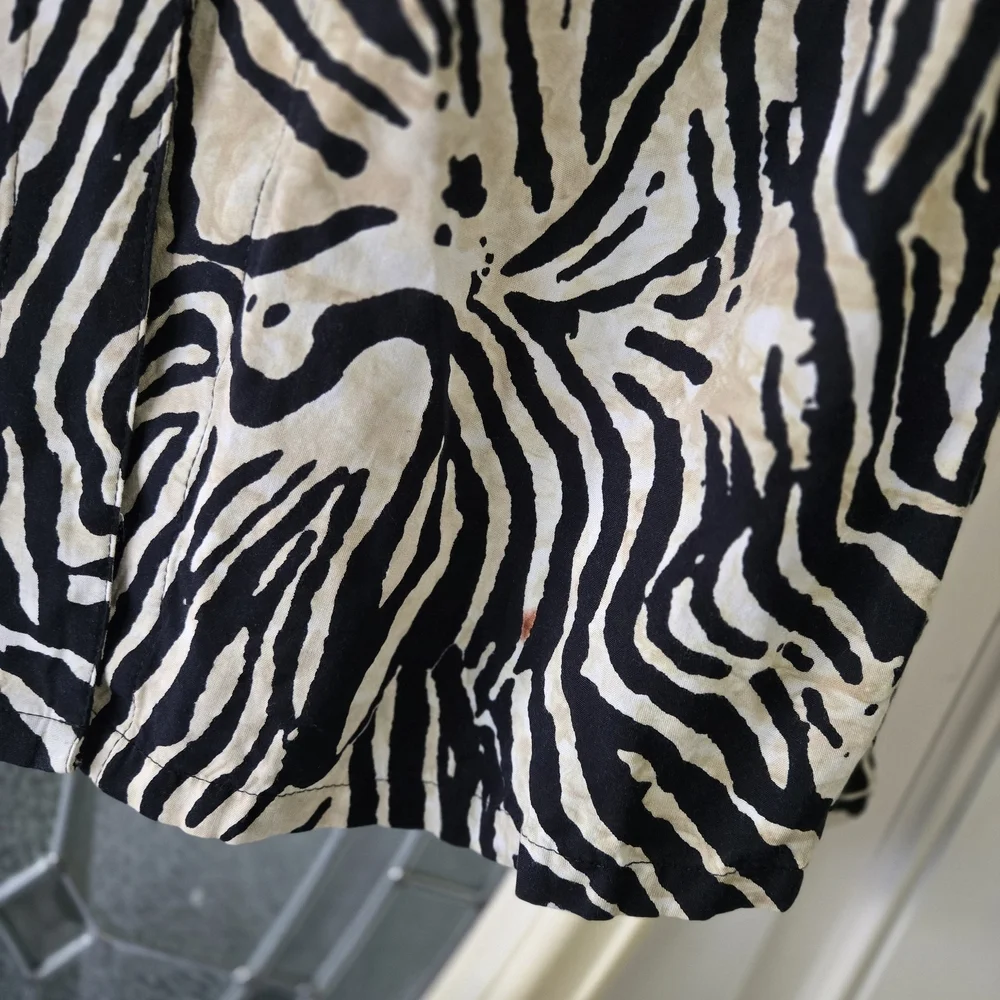 Soft Surroundings Black and Cream Animal‎ Print Single Button Cardigan ~ Small